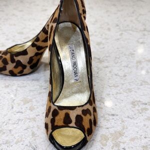 Leopard Print Peep Toe Heels